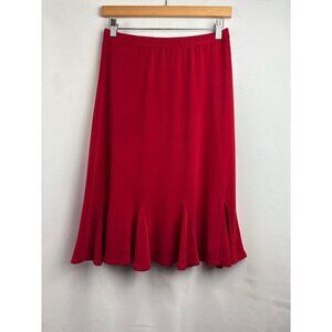 Susan Graver Womens Red Flared Skirt XXS Polyester Spandex Blend